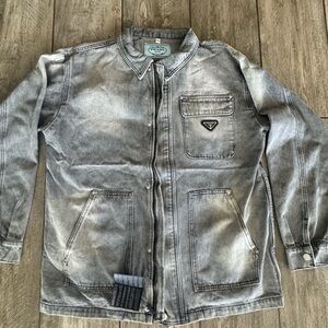 Prada Washed Gray Overshirt Denim Jacket for Men